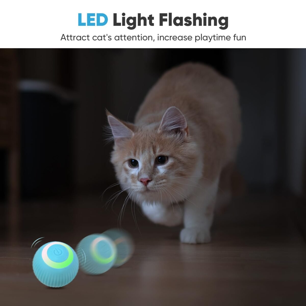 PetGravity Smart Rotating Ball with LED Light Flashing - Captivating Cat Toy
