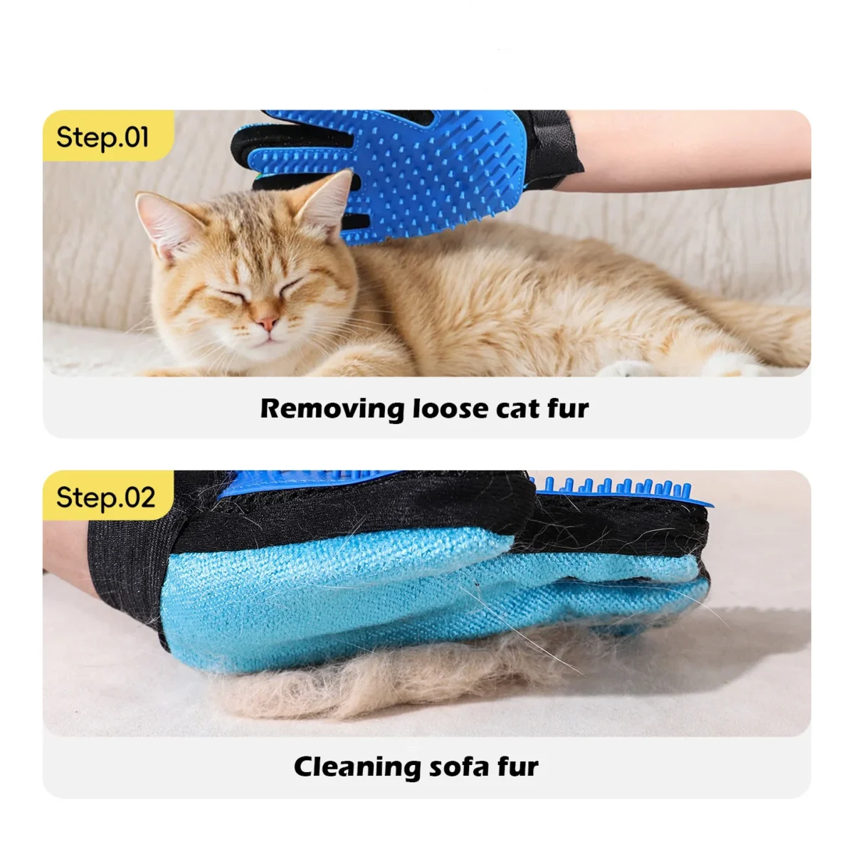 Dual-Sided Pet Grooming Gloves (1 Pair)